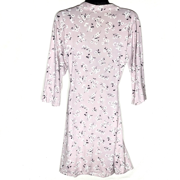 Silky soft pink robe M floral print bathrobe medium - Picture 4 of 5